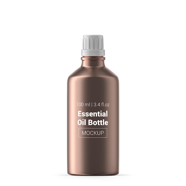 Flacone di olio essenziale in vetro oro rosa da 100 ml da 3 once mockup