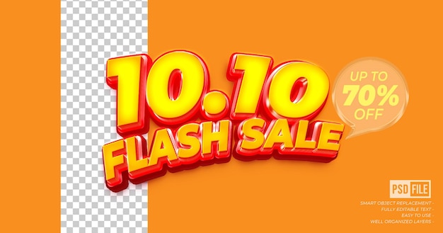 PSD 1010 flash sale text effect editable 3d style