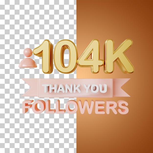 PSD 104k followers gold 3d rendering