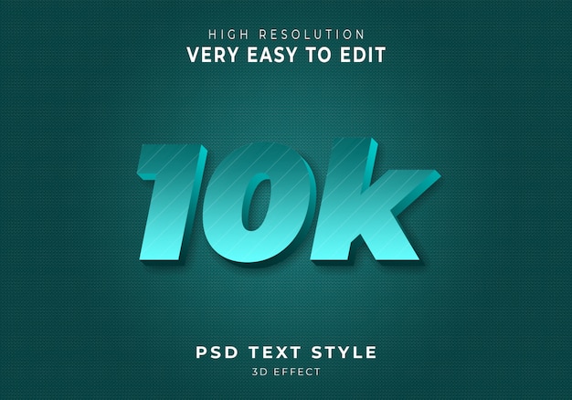 PSD 10k 3d-tekststijl