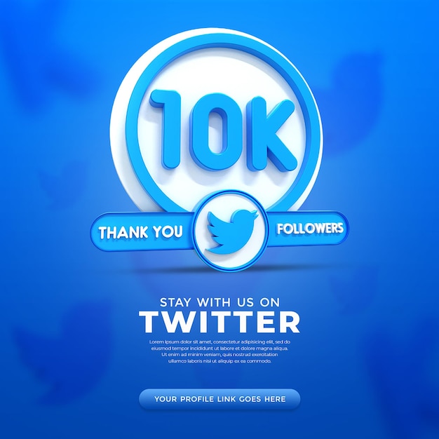 10k twitter followers celebration banner for use in social media post template