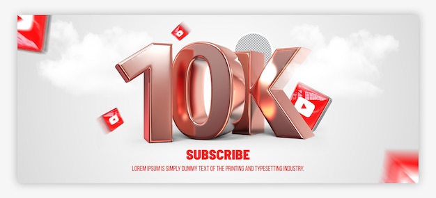 10k YouTube-abonnees 3D-renderontwerp