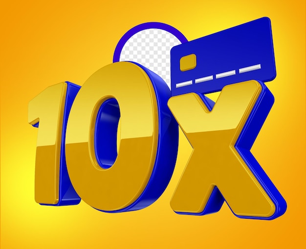 PSD 10x ten times blue and yellow installments with 3d credit card