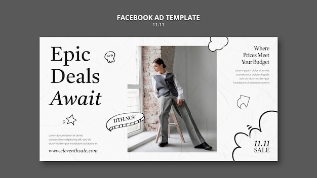 PSD 11.11 flash sale facebook template