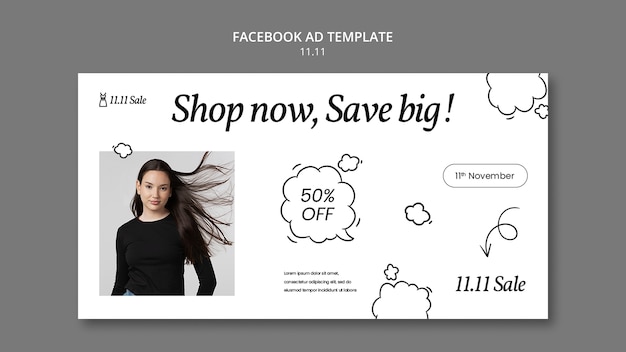 11.11 flash sale facebook template