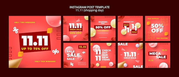 11.11 flash sale instagram posts sjabloon