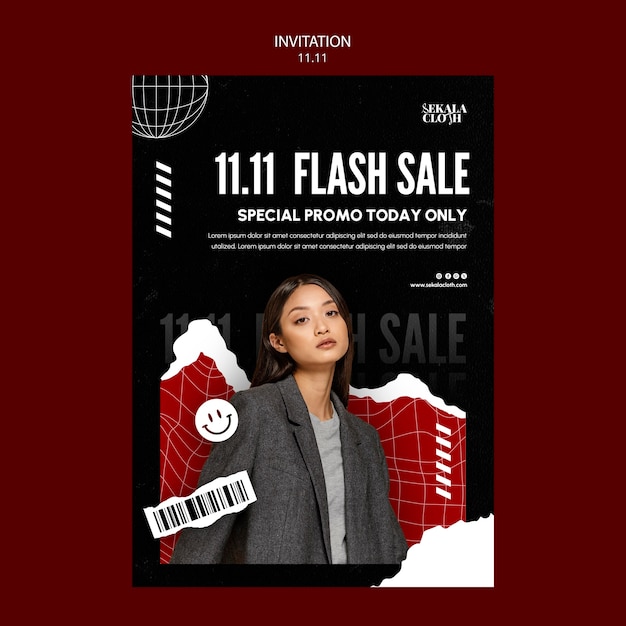 PSD 11.11 flash sale invitation template