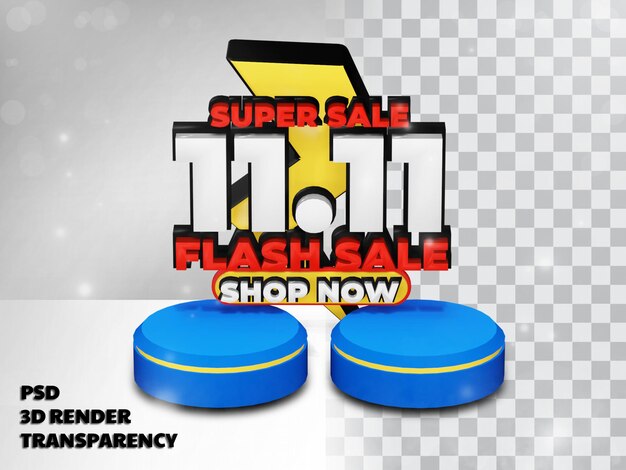 11.11 flash sale with transparency background