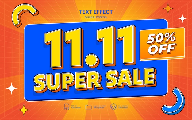 11 11 sale day text effect