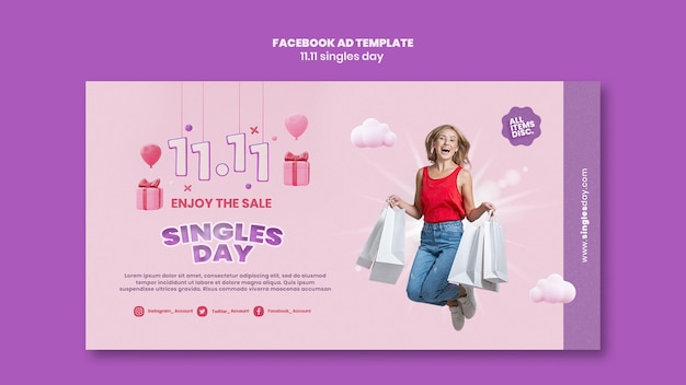 PSD 11.11 singles day social media promo template