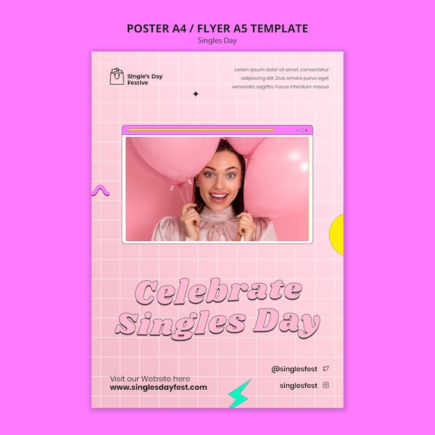11.11 Vertikal plakatsjablong for Singles Day