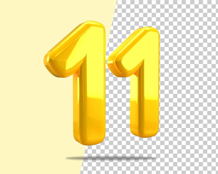 PSD 11 number gold eleven luxury text 3d logo 