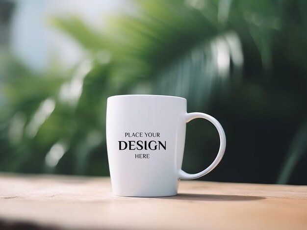 11 oz white ceramic coffee psd mug mockup Empty mug mock up for design promption