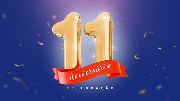 PSD banner di anniversario di 11 anni