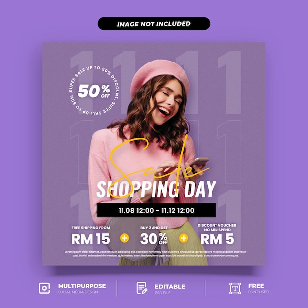 1111 fashion sale instagram template design