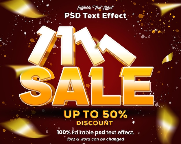 1111 flash sale post banner with 3d text effect