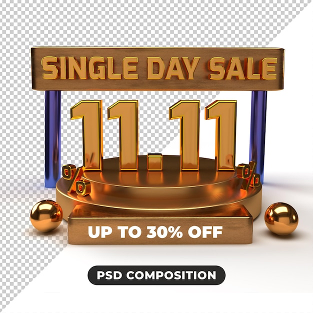 1111 giorno dello shopping vendita banner 3d render concept