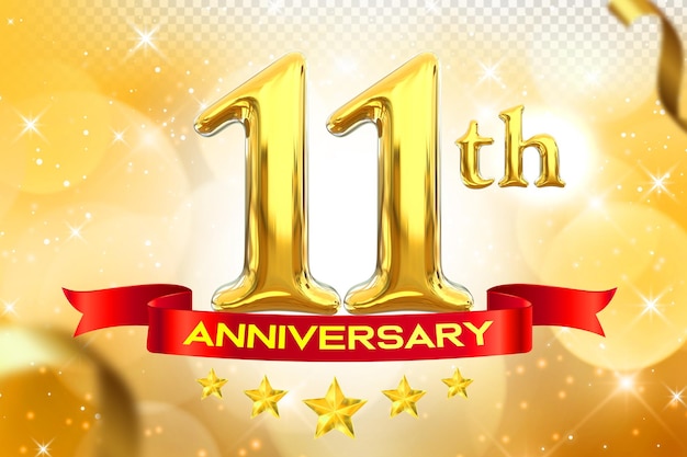 11th anniversary gold banner 3d