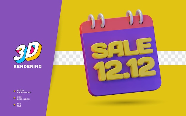 PSD 12.12 giorno dello shopping sconto super vendita promozione 3d render object