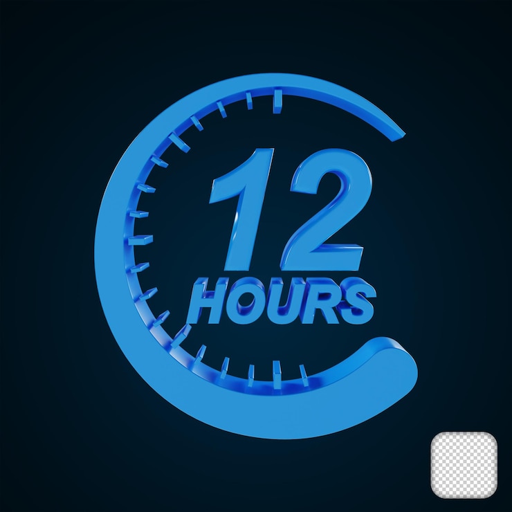 PSD 12 hour clock icon 3d illustration