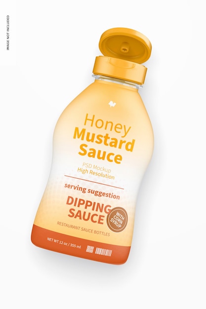 12 oz honey mustard sauce bottle mockup