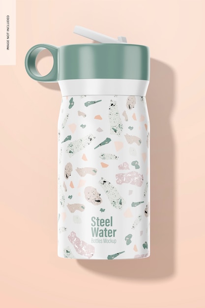 12 oz Water Bottle Mockup Top View