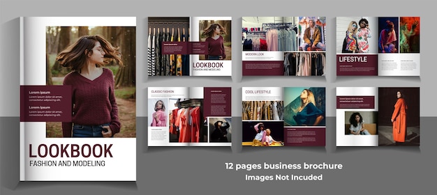 PSD 12 page fashion magazine template minimalist design