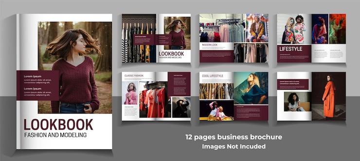 PSD 12 page fashion magazine template minimalist design