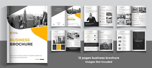 12 pagina's zakelijke brochure sjabloon minimalistisch ontwerp
