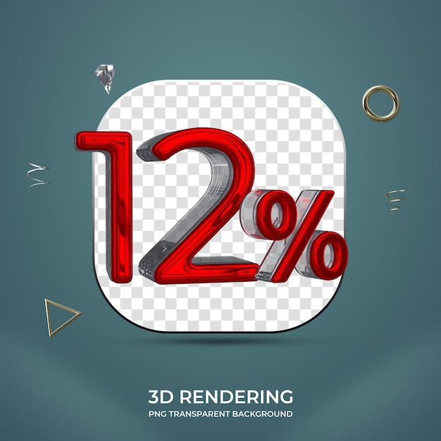 12 percent 3d number transparent background