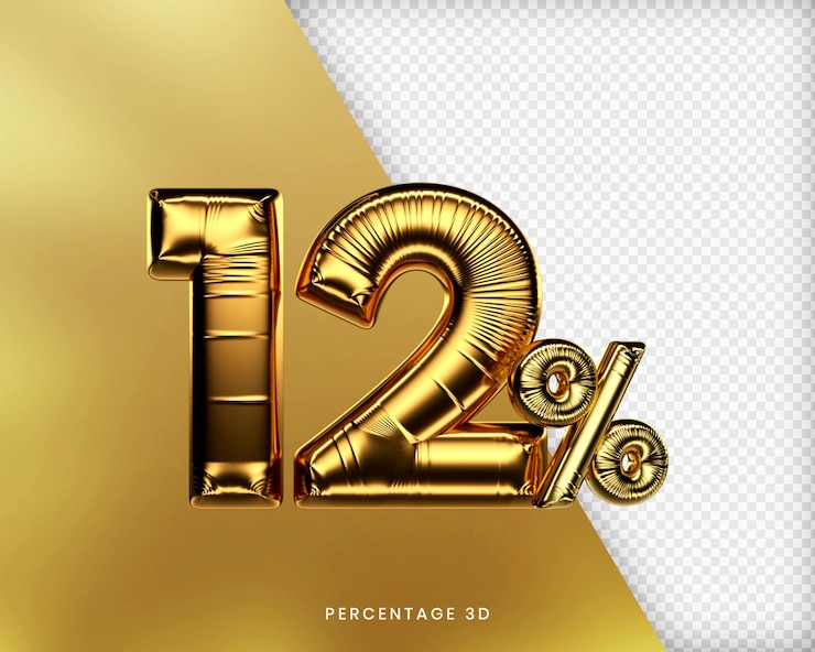 PSD 12 percent gold 3d premium psd