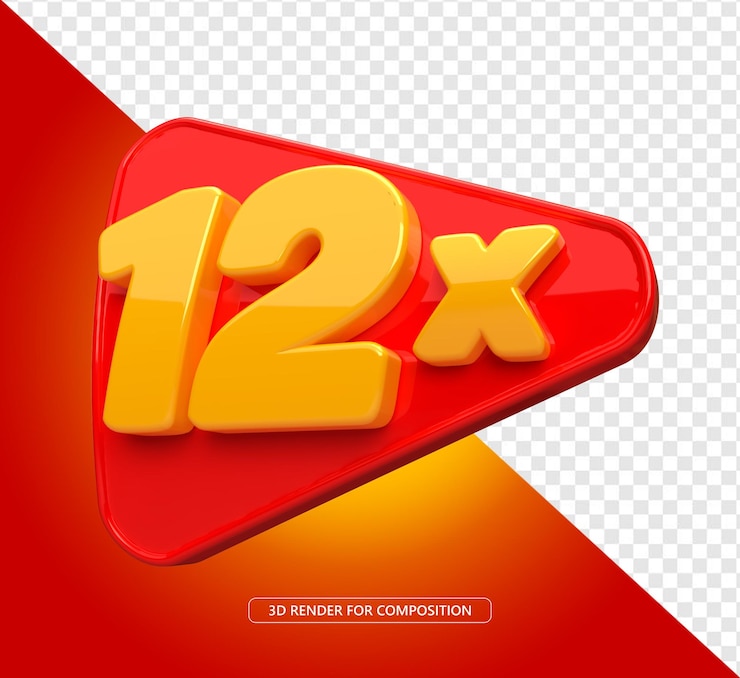 PSD 12 twelve times 3d icon for compositing