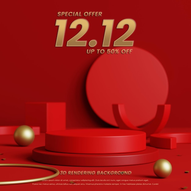 1212 online shopping sale background 3d rendering