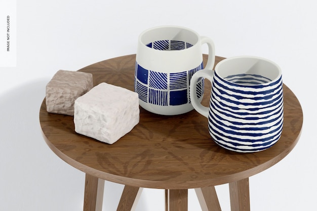 PSD 122 oz handmade mug mockup on table