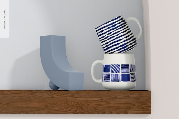 PSD 122 oz handmade mugs mockup stacked