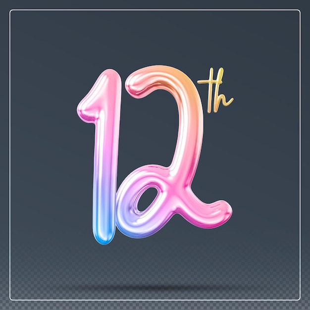 12th year anniversary number gradient