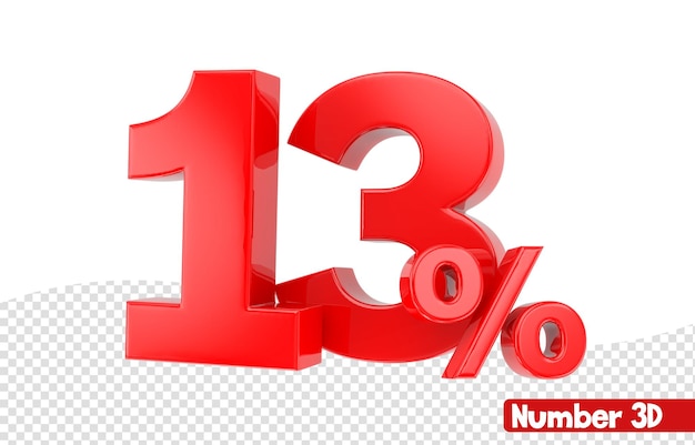 13 number red 3d render