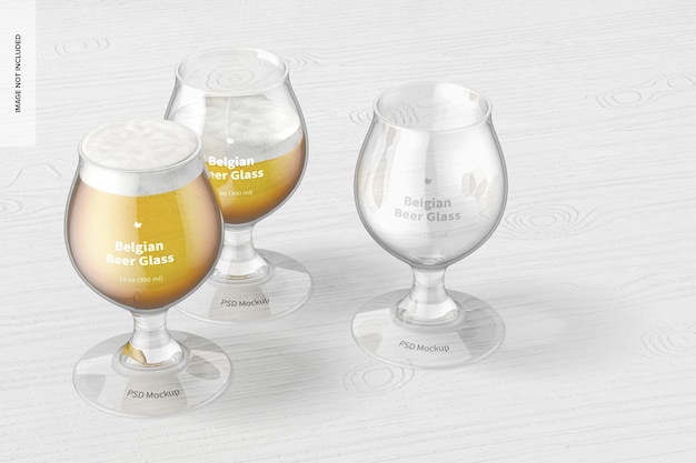 PSD 13 oz belgian beer glasses mockup