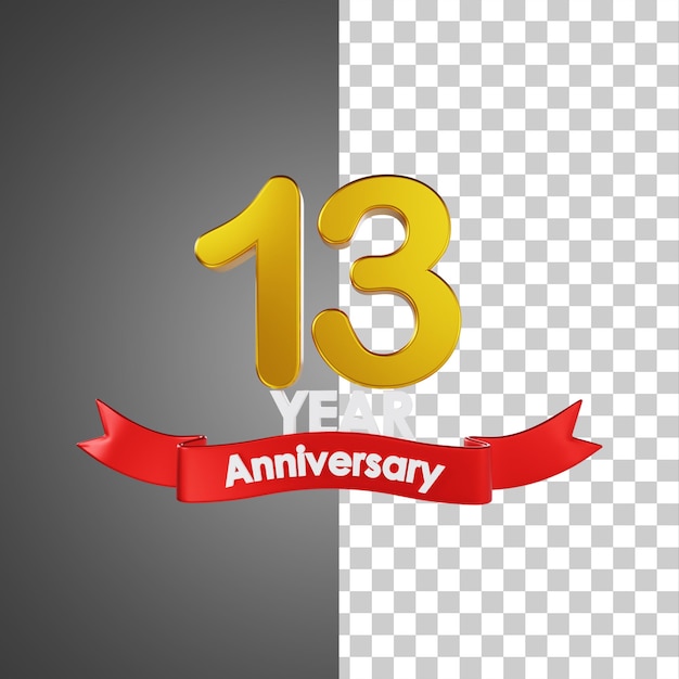 PSD 13 year happy anniversary number 3d illustration