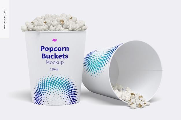 PSD mockup di secchi per popcorn da 130 once