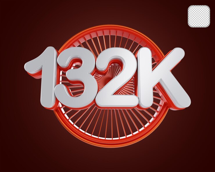 PSD 132k numeric with stage 3d illustration