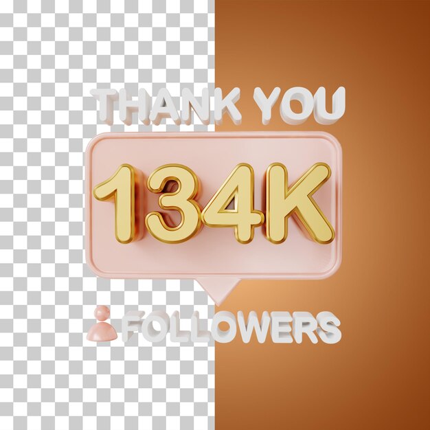 PSD 134k followers gold 3d rendering