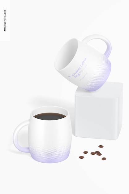 14 oz Ceramic Coffee Mugs Mockup