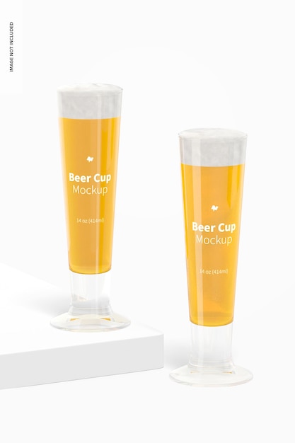 Mockup di bicchieri da birra in vetro da 14 once, vista frontale