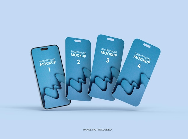14 telefoon pro mockup en enkele gescheiden schermen drijvende ui ux app concept 3d render