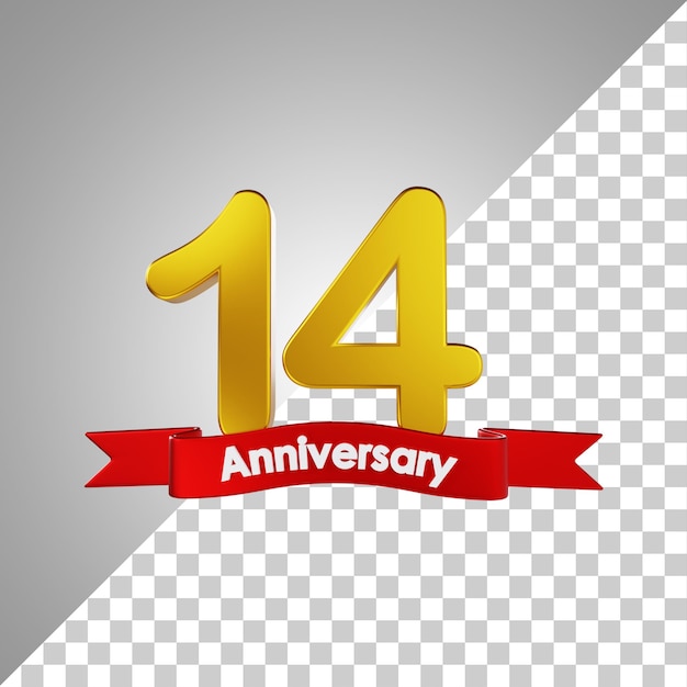 14 year happy anniversary number 3d rendering