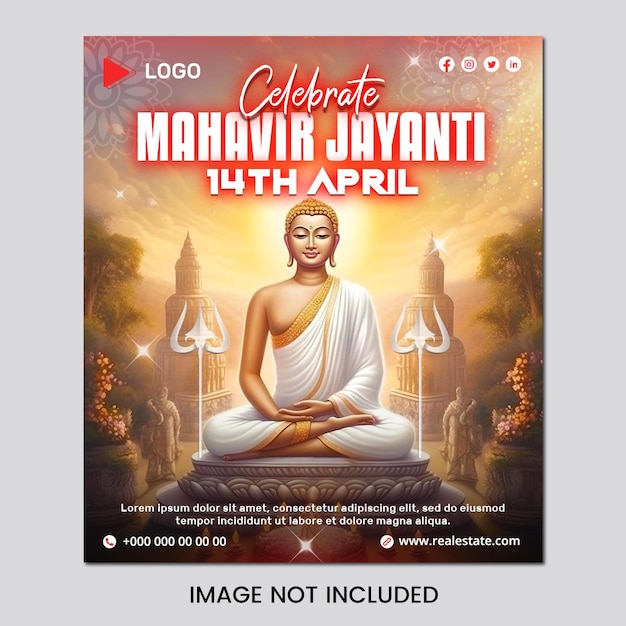 PSD 14th april mahavir jayanti celebration instagram stories instagram and facebook post template