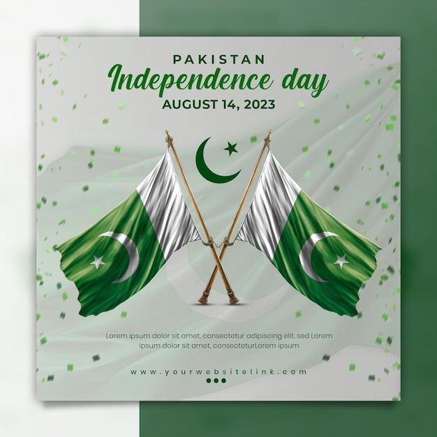 PSD 8월 14일 파키스탄 독립기념일 소셜미디어 포스트 템플릿