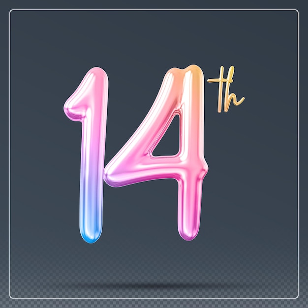 14th year anniversary number gradient