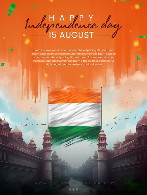 15 augustus gelukkig india onafhankelijkheidsdag social media postsjabloon